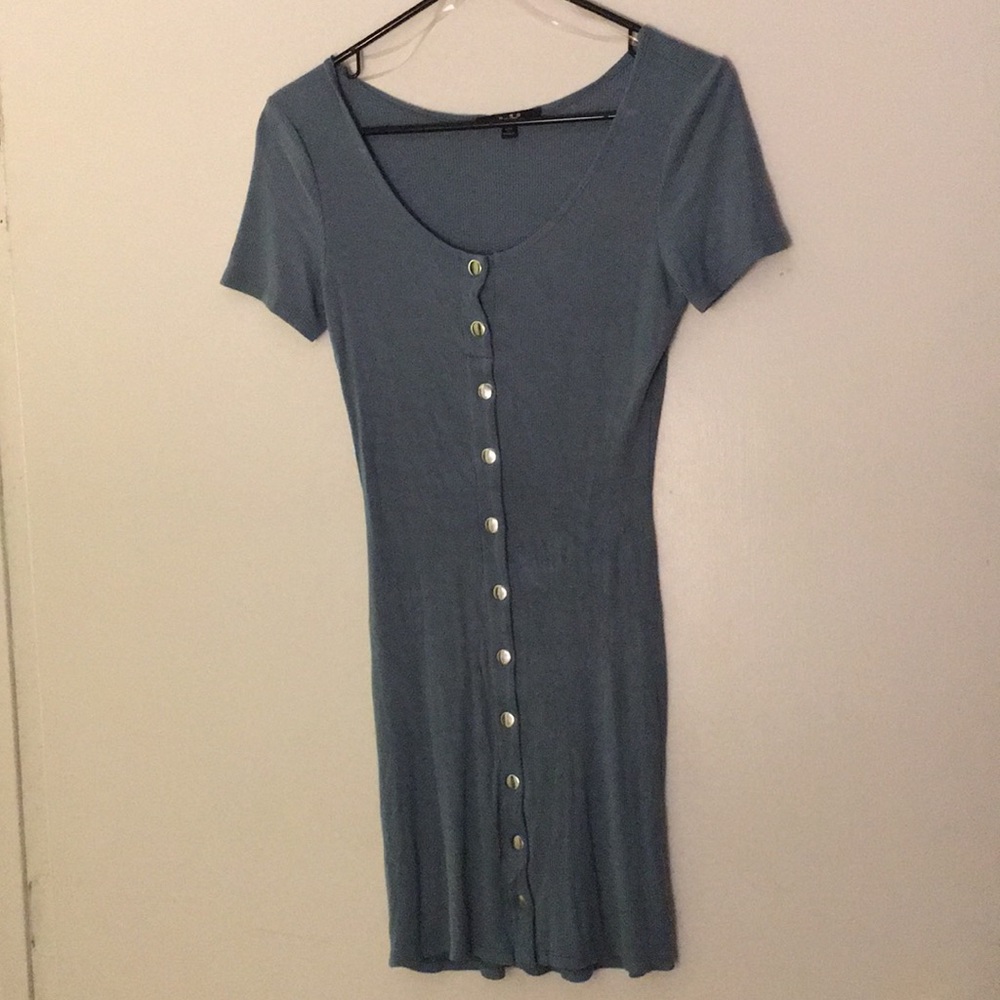 Blue Midi Button Up Dress